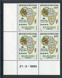 Costa de Marfil 888, MNH, Escuela Postal, mapa de África 1990. x27754 - Imagen 1 de 1