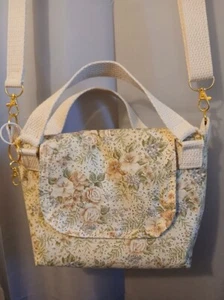 Neu Bauernhaus Blumen Boho Crossbody Sling Bag Handtasche Elfenbein Lavendel Salbei Braun - Bild 1 von 13