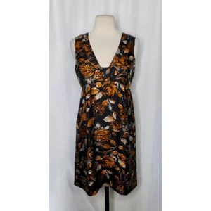 TIBI Floral Silk Dress Roses Retro Black Orange Empire Bodice Party Holidays 2 - Picture 1 of 10