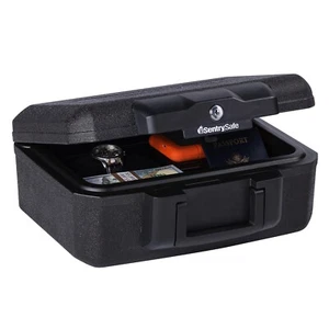 1200 Fire-Resistant Box Safe with Key Lock 0.18 Cu. Ft., Black - Picture 1 of 5