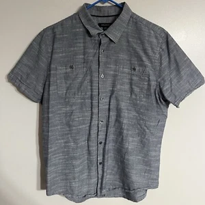 Men’s Structure Heathered Gray Short Sleeve Button Down Shirt 100% Cotton Size L - Picture 1 of 7