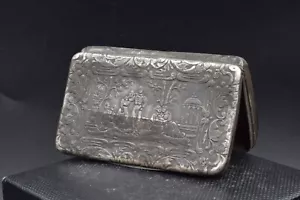 ANTIQUE russian 19th ! Vintage old box cigarette case snuffbox pillbox SILVER 84 - Picture 1 of 21
