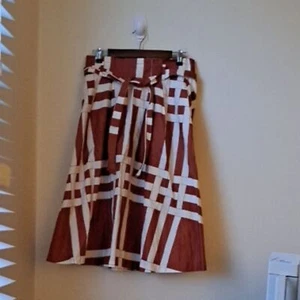 Ann Taylor Brunt Rock orange/weiß plissiert Midi Seitentaschen Größe 6 - Bild 1 von 7