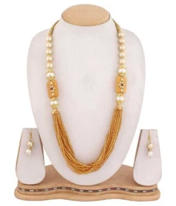 ""Golden Brass Necklace Set ( Pack of 1 )""" DR215 - Picture 1 of 4