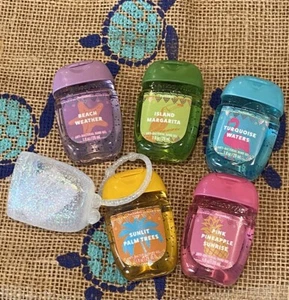 5 Pack BATH & BODY WORKS Summer POCKETBAC Sanitizers and 1 Glitter Holder NEW - Picture 1 of 5