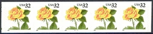 Yellow Rose Self-Adhesive 32 Cent 5 Coil Stamps PNC5 MNH Scott 3054 Plate #6777 - Picture 1 of 2
