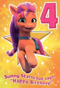 Tarjeta de CUMPLEAÑOS My Little Pony PARA NIÑA DE 4 AÑOS — Saludos americanos + Sobre - Imagen 1 de 5