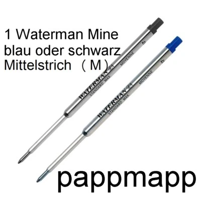 WATERMAN Kugelschreiber-Mine Maxima blau / schwarz M  Mittel Ersatzmine Kulimine - Bild 1 von 2