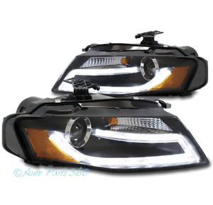 For 09-12 Audi A4 Quattro B8 HID/Xenon LED Tube Projector Headlights Lamps Black