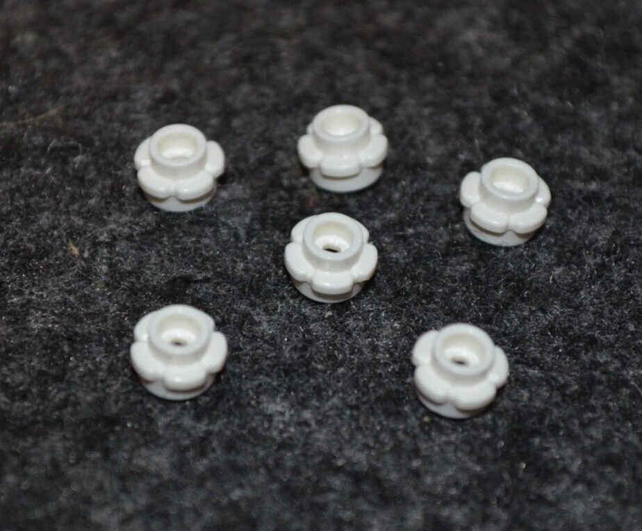 (6) 1x1 White Flower Peg Top w/ 5 Petals Brick Bricks ~ New Lego Parts ~ - Image 1 of 1