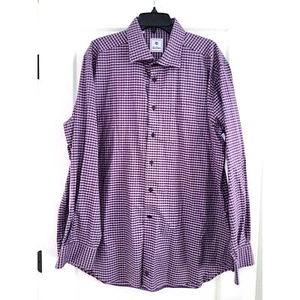 Camisa abotonada manga larga a cuadros morados XXL de David Donahue para hombre - Imagen 1 de 8