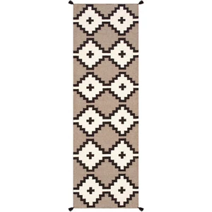 Southwestern Wool Navajo Runner Rug 3x12 ft Handwoven Boho Gray Black Aztec Rug - Picture 1 of 2