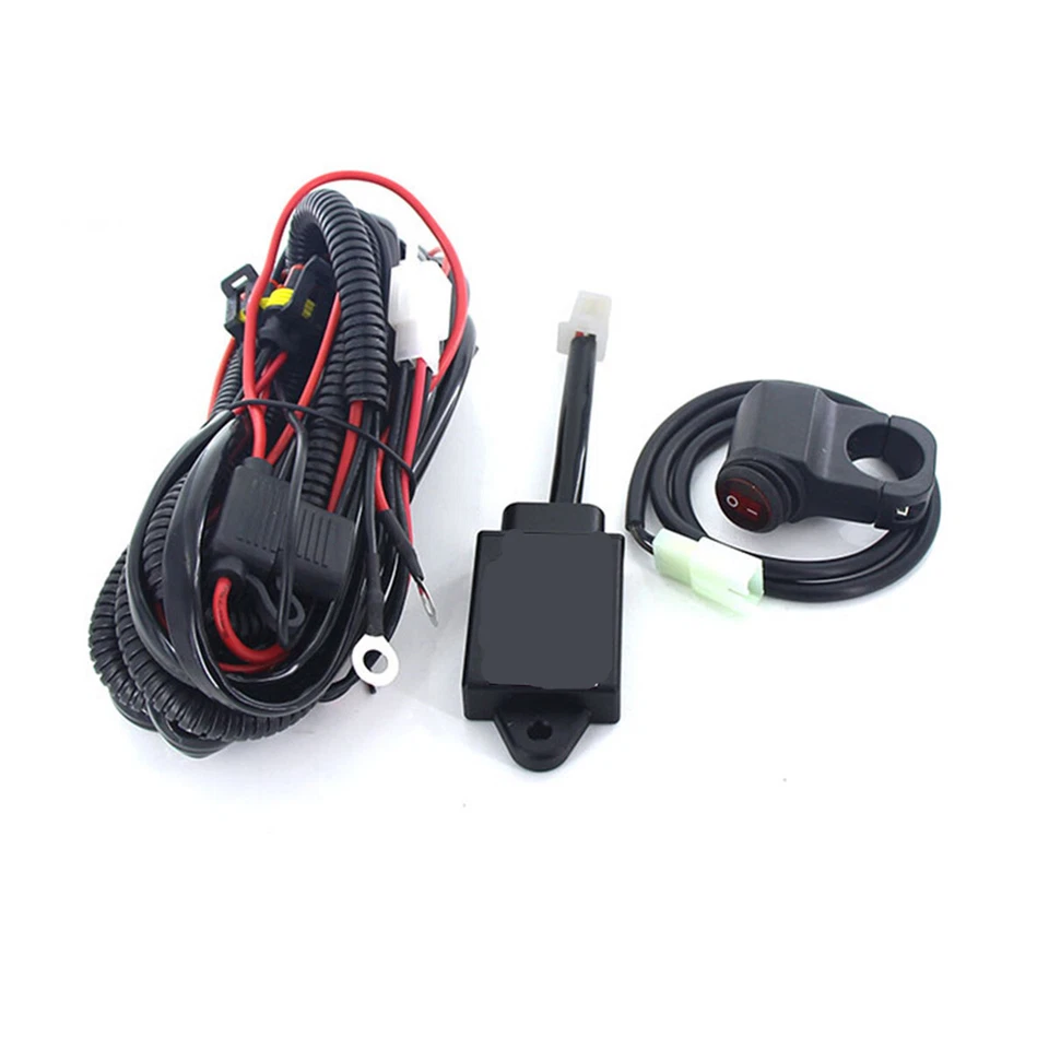 LED Wiring Harness Kit ON OFF Switch Relay For Motorcycle Fog Work Light Bar - Image 1 of 4