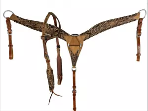 100% Genuine Leather Western Headstall & Breast collar horse tack set at cheap - Picture 1 of 12