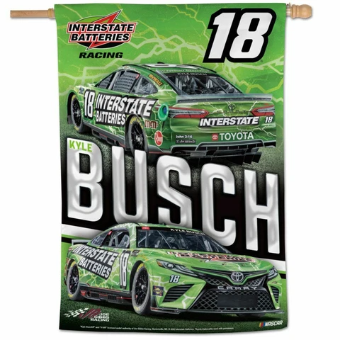Kyle Busch 2022 Wincraft #18 Interstate Batteries 28x40 Vertical Flag FREE SHIP! Cover