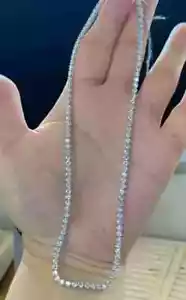 14k White Gold Plated 4MM Round Cut Lab Created Diamond Tennis Necklace - Picture 1 of 7