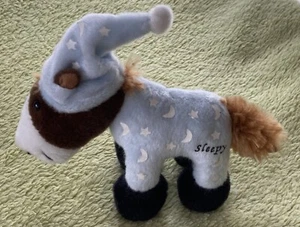 sehr schönes Sleepy Stofftier - Esel/Pferd mit Knopfaugen und Haube - 13x6x12cm - Bild 1 von 5