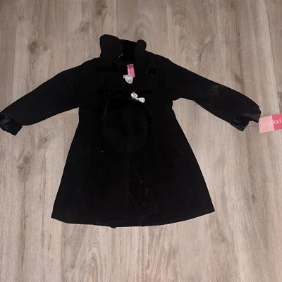 Abrigo y sombrero Good Lad Girls 4 niños pequeños todo negro liso Foto 1 de 2