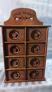 Beautiful Old Antique Wood Spice Rack Cabinet 8 Drawers Hangs or Sits. Restored - Picture 1 of 11