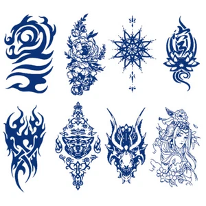 8Pcs Retro Pattern Juice Ink Half Arm Waterproof Tattoo Stickers for Adults Kids - Picture 1 of 11