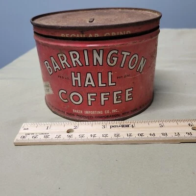 Antique Barrington Hall Coffee Tin w lid - Image 1 of 4