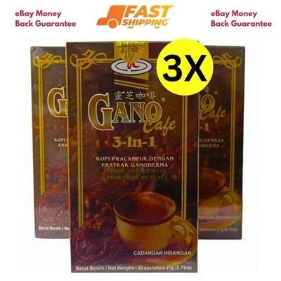 3 x Gano Cafe Excel 3 in1 Instant Coffee with Ganoderma Extract EXPRESS SHIP - Image 1 of 4