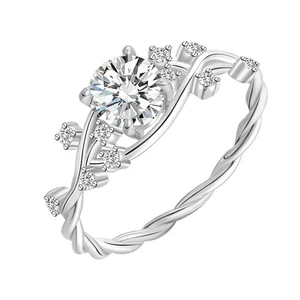 1ct Full Real Moissanite Ring Wedding Band 18K White Gold Plated Pass Tester GRA - Picture 1 of 15