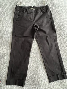 Karen Millen Crop Trousers Turn Up Hem Tailored Black 14 - Picture 1 of 8