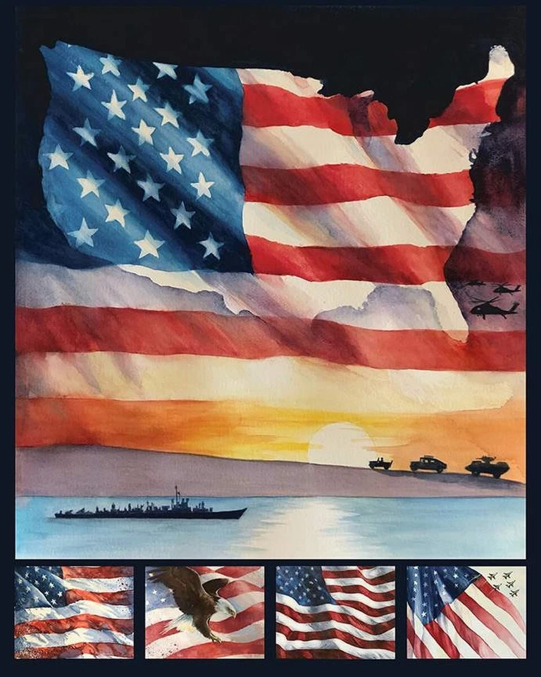 Letters From Home Flag Cotton Panel Fabric - Image 1 of 1