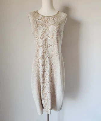 Vestido Vaina Escada Sport Donny Serpiente Sin Mangas Mezcla de Algodón Tejido Beige Talla 40 Foto 1 de 4