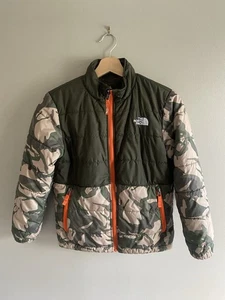 The North Face Jacket Boy M 10/12 Green  Camo Reversible Yellow Label  Mix&Match - Picture 1 of 11