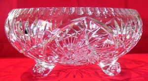 Tazón de consola de cristal de corte transparente de 3 dedos de 10 pulgadas borde enrollado molinillos - Imagen 1 de 9