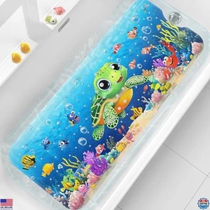 Alfombra de baño antideslizante para bebé XIYUNTE 40""x16", ecológica, secado rápido tortuga - Imagen 1 de 6