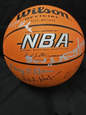 NBA Wilson Basketball signed by David Stern John Havlicek Larry Brown Dean Smith - Image 1 of 4