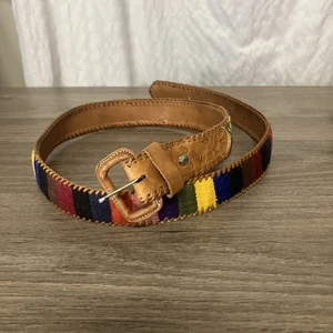 Vintage handgefertigter Damen Gürtel Leder Baumwolle L bunt Guatemala - Bild 1 von 11