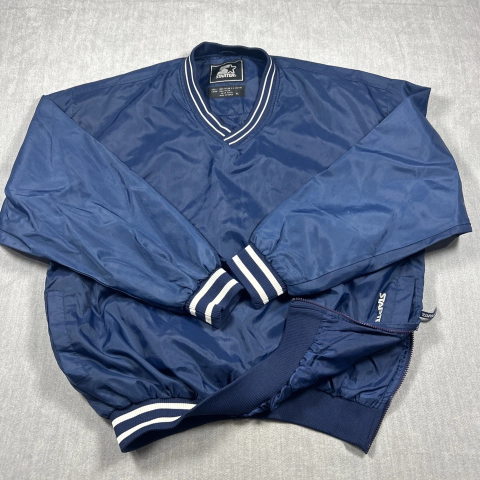 Chaqueta Pullover Vintage Años 90 Starter Grande Logo Azul Blanco Para Hombre XL con Cremallera Lateral Foto 1 de 4