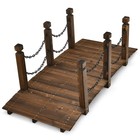 Patiojoy 5 ft Wooden Garden Bridge Arc Footbridge Stained Wood Finish Walkway