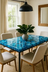 48x24"Blue Agate Dining Table Top, Agate Countertop For Bar & Console Decor - Picture 1 of 4