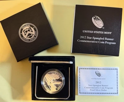 2012-P Star Spangled Banner Silver Dollar Uncirculated Proof Coin 90% SILVER! - Image 1 of 4