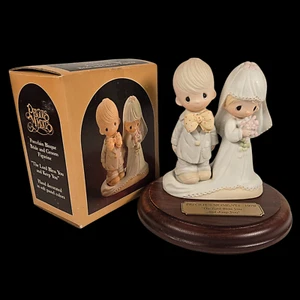 Precious Moments "The Lord Bless You And Keep You"  1982 E-9252  with Wood Bases - Picture 1 of 13
