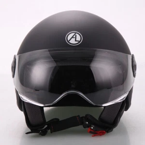 Casco Demi-Jet NERO OPACO Visiera Elicotterista Guanciali Removibili Mod.101 - Foto 1 di 1