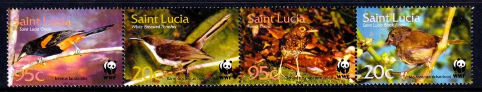 St. Lucia 2001 Birds - WWF Completo Como Nuevo MNH Set Tira SC 1135a Foto 1 de 1
