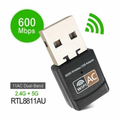 600Mbps Wireless USB Ethernet PC WiFi AC Adapter Lan 802.11 Dual Band 2.4G / 5G - Image 1 of 4