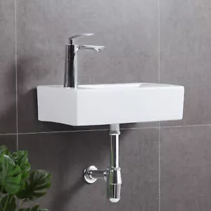 Pequeño fregadero de baño blanco de cerámica montaje en pared mini lavabo de polvo pequeño 18*10*5 - Imagen 1 de 22