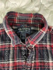 AMERICAN RAG HERREN KARIERT ROT SCHWARZ KNOPFLEISTE HEMD XL STICKEREI DETAILS - Bild 1 von 10