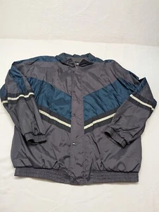 Chaqueta cortavientos vintage de los 90 gris y azul y blanca para hombre grande clásica  - Imagen 1 de 13