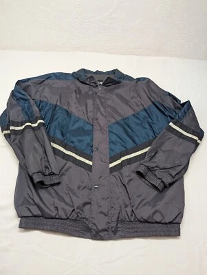 Chaqueta cortavientos vintage de los 90 gris y azul y blanca para hombre grande clásica  Foto 1 de 4