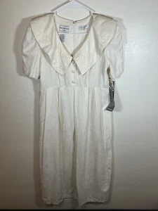 Vintage Y2K NWT Karin Steven’s Women’s Dress White Embroidered Collar Size 10P - Picture 1 of 4