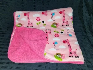 Garanimals Baby Blanket Animal PINK Giraffe Monkey Flowers Sherpa Safari - Picture 1 of 14