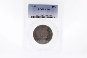 1897 P Barber Half Dollar Coin 50C PCGS XF45 XF 45 90% Silver - Picture 1 of 7